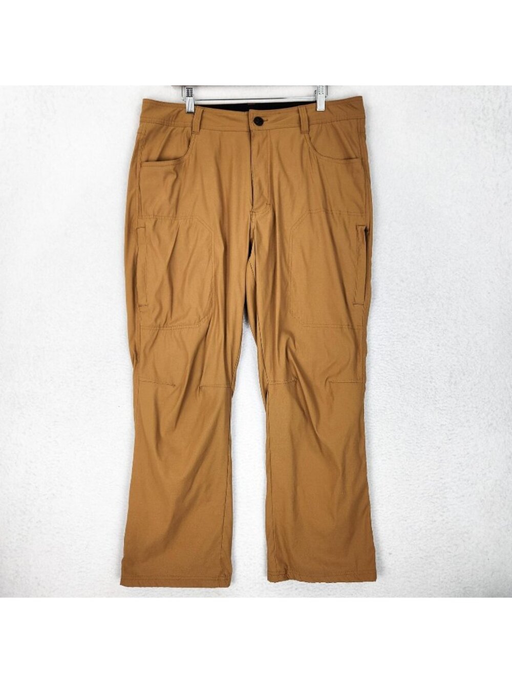 Orvis Pants Mens 36x29 Brown Fleece Lined Nylon Cargo Stretch Workwear Casual
